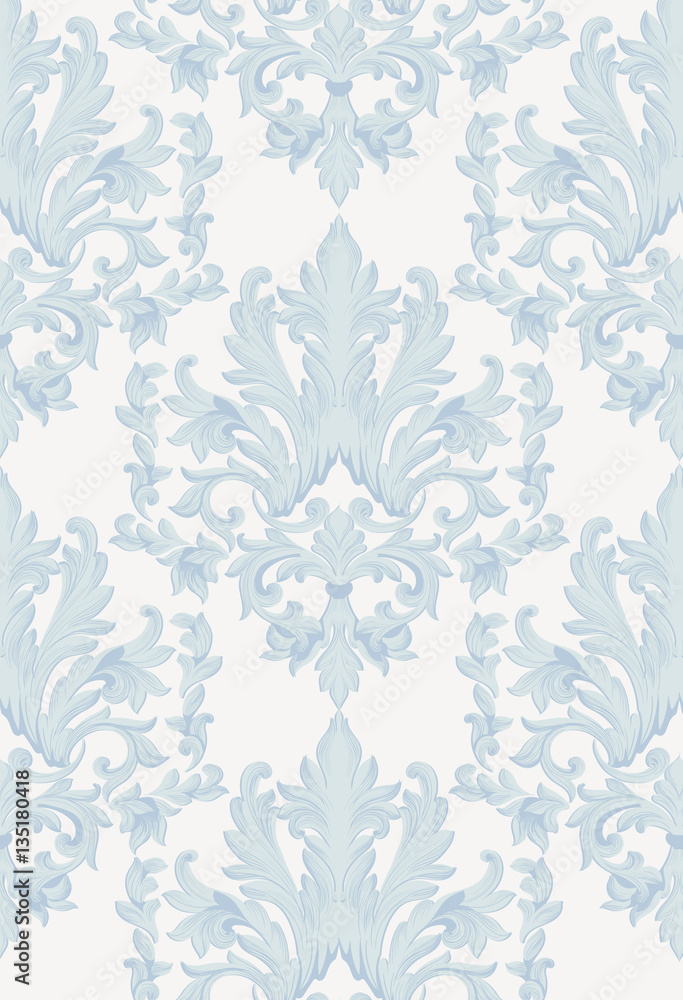 Vintage Baroque damask floral pattern acanthus Imperial style. Vector decor background. Luxury Classic ornament. Royal Victorian texture for wallpapers, textile, fabric. Blue color