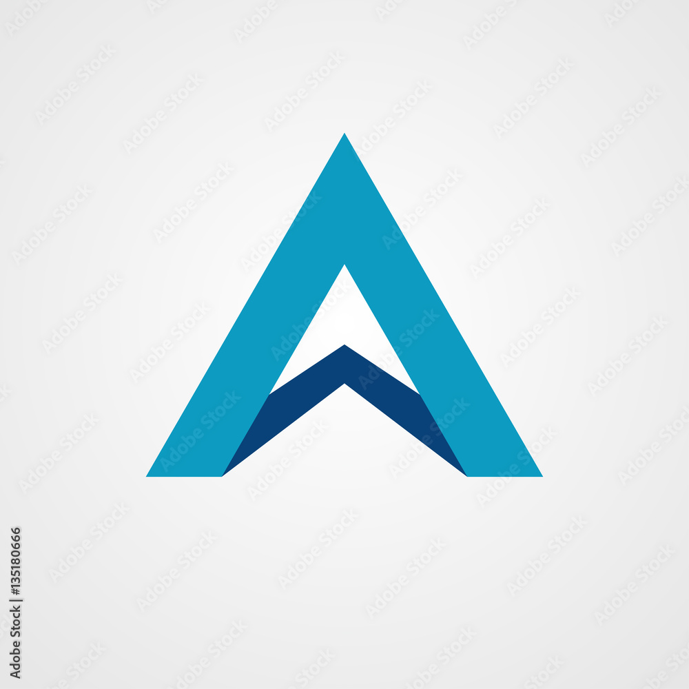 Letter A with shadow logo icon design 
