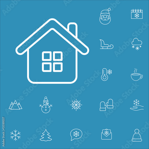 Wallpaper Mural winter house vector line icons set Torontodigital.ca