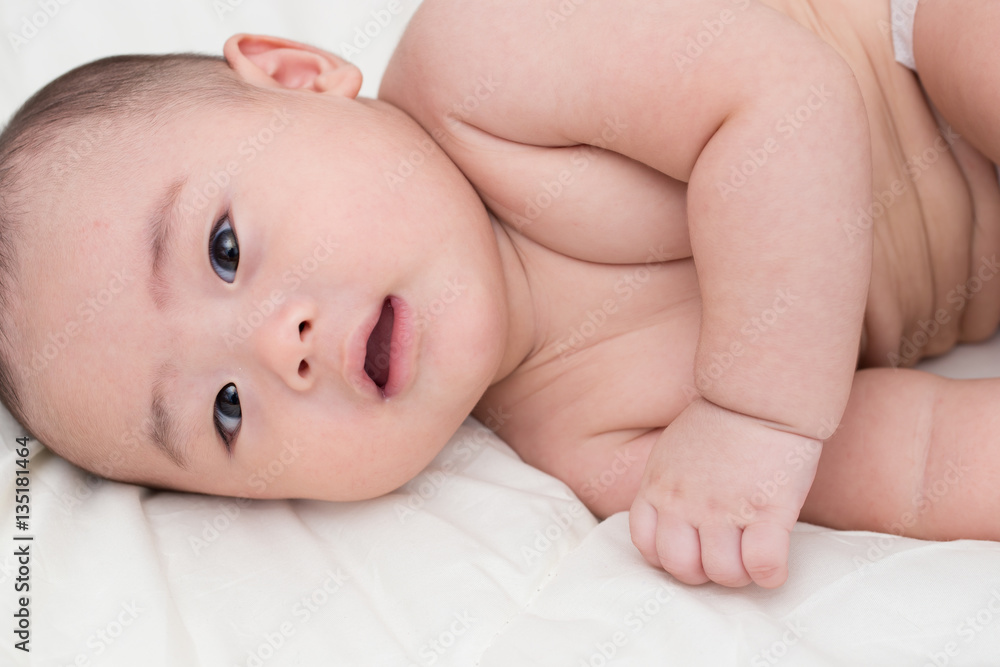 Portrait adorable baby smiling and surprise Portrait adorable baby smiling and surprise