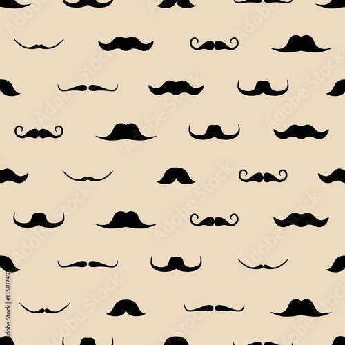 Vintage dad mustaches vector seamless pattern