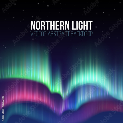 Winter sky with polar lights vector background