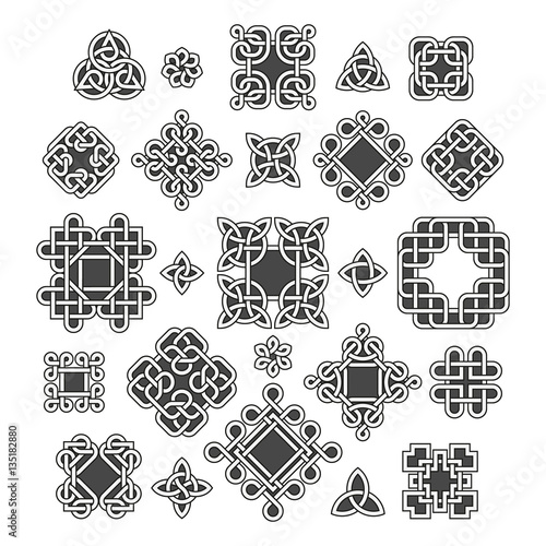 Chinese and celtic endless knots patterns vector set