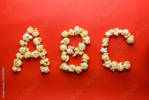 popcorn forming letter A,B,C