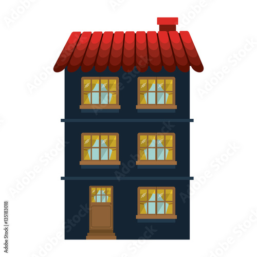 facade confortable residence with several floors vector illustration
