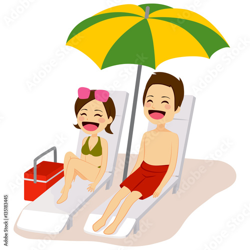Couple relaxing sunbathing ...