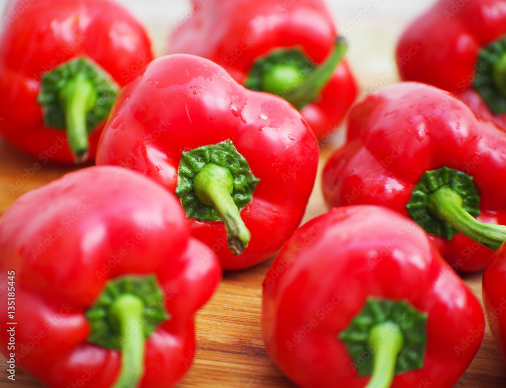 Healthy red paprika in the market