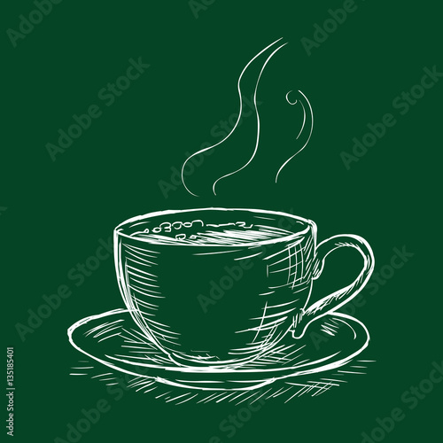 Vector Chalk Sketch Illustration - Cup of Coffee