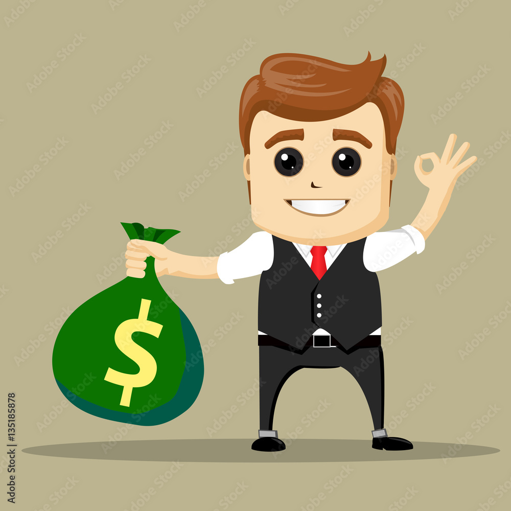 Vector business man smile and shows OK hand sign. Vector business man smile and shows OK hand sign.