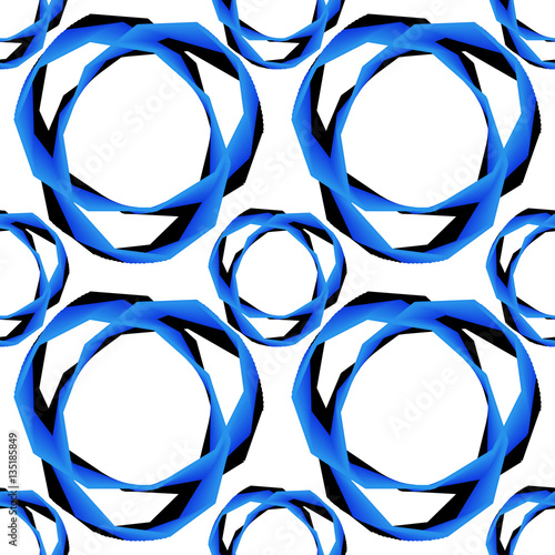 Seamless geometric texture. Colored shades of blue. Each element is composed of many parts.