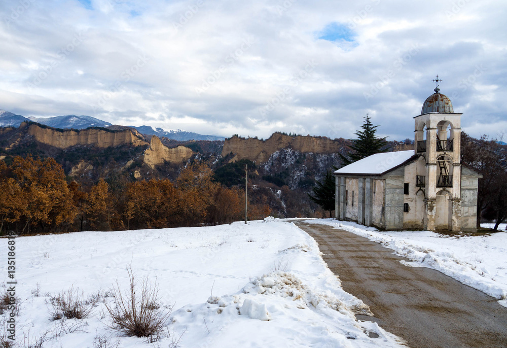 Melnik, Bulgaria, Winter 2017. It's a town in southwestern Bulgaria. The town is an architectural reserve. It's the smallest town in Bulgaria, retaining its city status today for historical reasons.