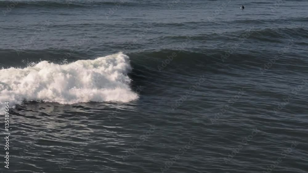 Slow formation of water energy in the ocean caused by wind starts out as swells and turns into breaking waves. Slow formation of water energy in the ocean caused by wind starts out as swells and turns into breaking waves.