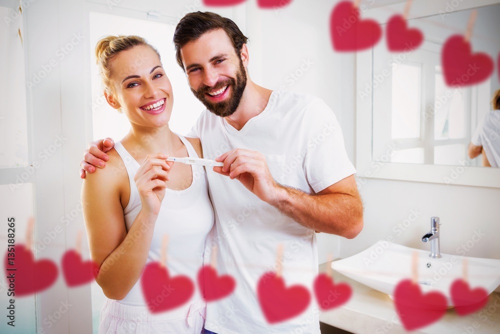 Composite image of hearts hanging on a line Composite image of hearts hanging on a line