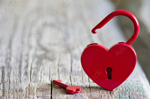 Red padlock heart shape Valentines day love abstract sign
