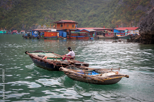 Fishing village at Ha Long Bay, Vietnam