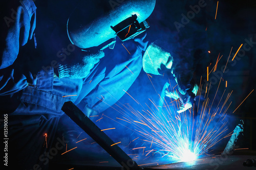  Metal Welding with sparks and smoke of manufacturing
