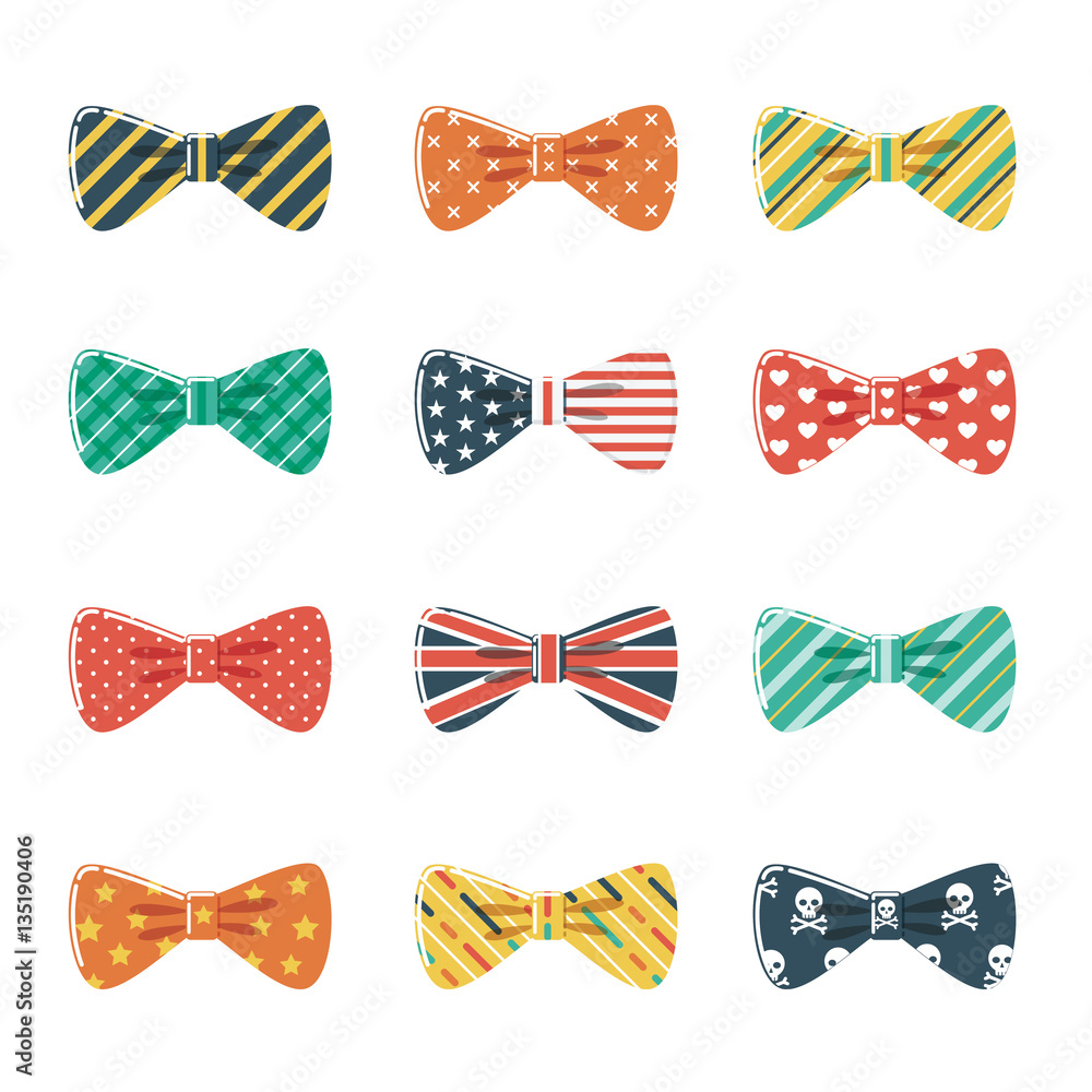 Set of Bow Tie in Different Colors and Patterns Set of Bow Tie in Different Colors and Patterns