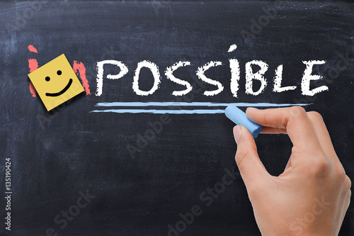 Plakat Making the impossible possible concept on blackboard background