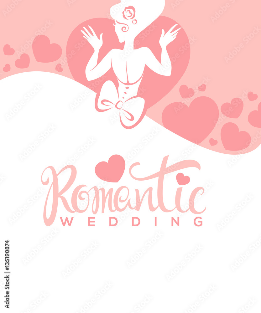 wedding dreaas, vector template design with image of beautiful b