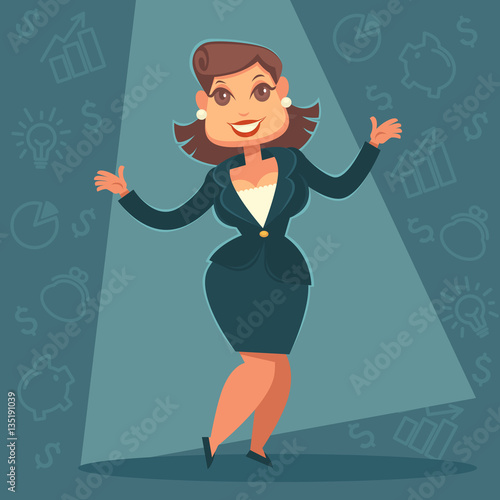 successful finance coach and mentor, vector cartoon business lad