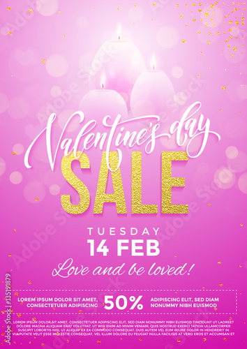 Valentine sale hearts candles vector poster