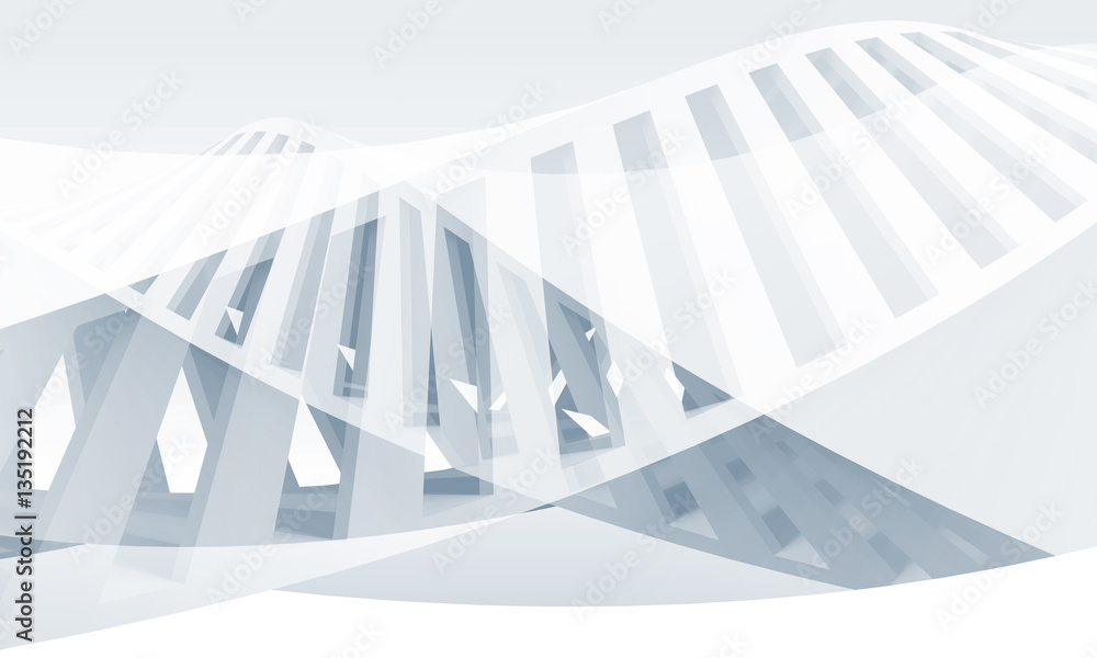 Fototapeta premium Abstract blue and white spiral 3 d