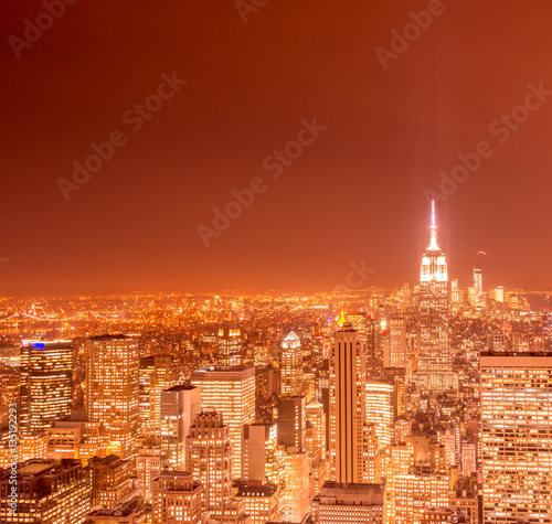 View of New York Manhattan during sunset hours