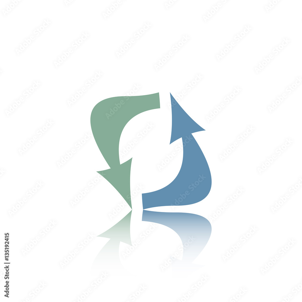Abstract vector arrow with reflect. Blue and green arrows. Abstract vector arrow with reflect. Blue and green arrows.