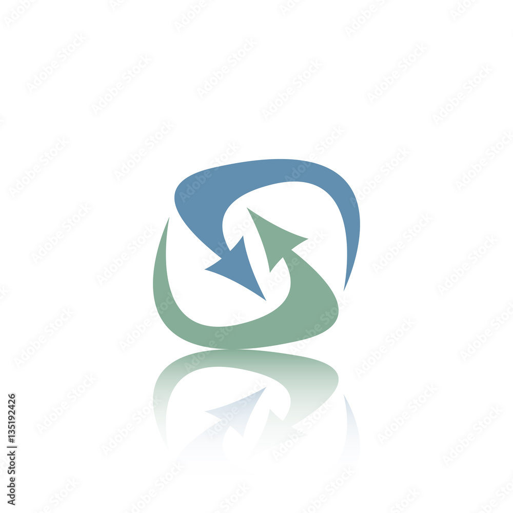 Abstract vector arrow with reflect. Blue and green arrows. Abstract vector arrow with reflect. Blue and green arrows.