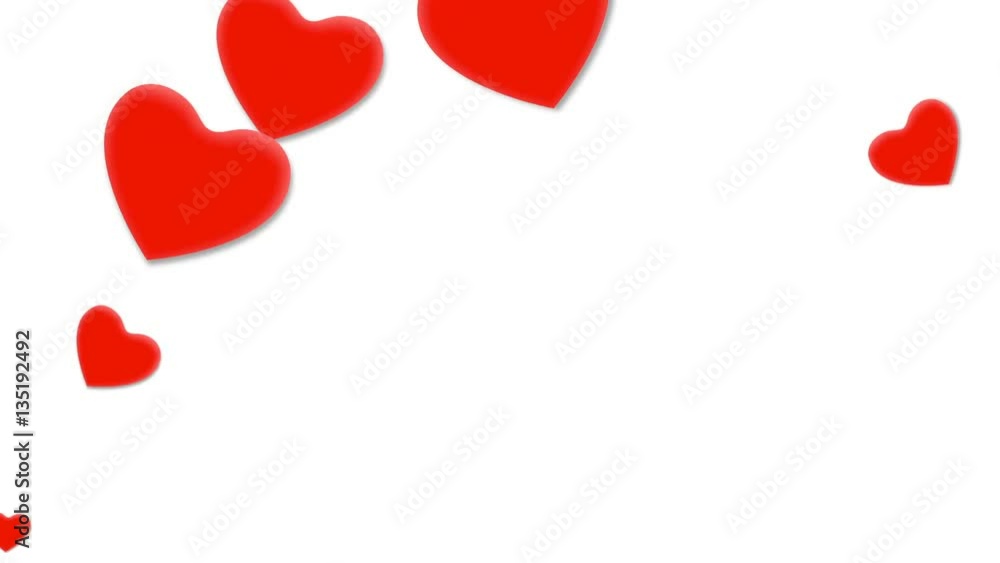 A fun, cartoonish Valentines background video with bright red hearts that evolve against a pure white background. Perfect for use as a design element for weddings or for romantic occasions.. A fun, cartoonish Valentines background video with bright red hearts that evolve against a pure white background. Perfect for use as a design element for weddings or for romantic occasions..