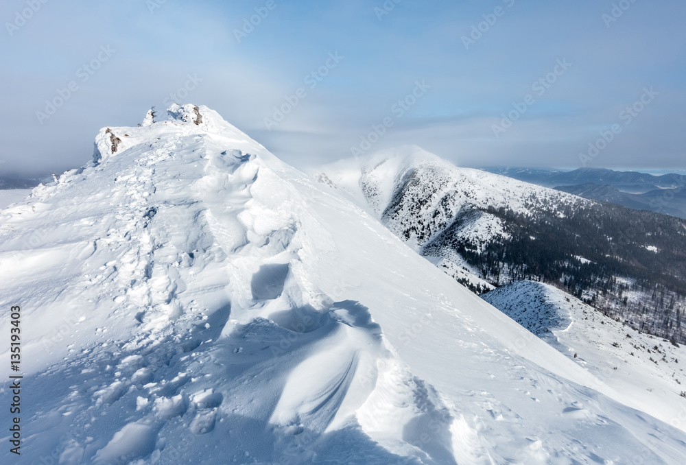 Winter mountain snowy ridge
