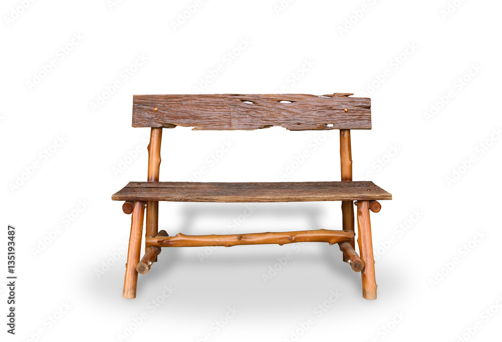 Bench. Wooden. of rough planks and logs. rustic bench of ecologi Bench. Wooden. of rough planks and logs. rustic bench of ecologi
