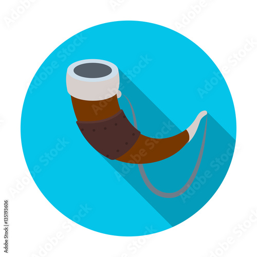 Viking horn icon in flat style isolated on white background. Vikings symbol stock vector illustration.