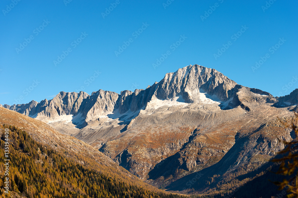 Peak of Care Alto (3462 m) in autumn. National Park of Adamello Brenta. Trentino, Italy