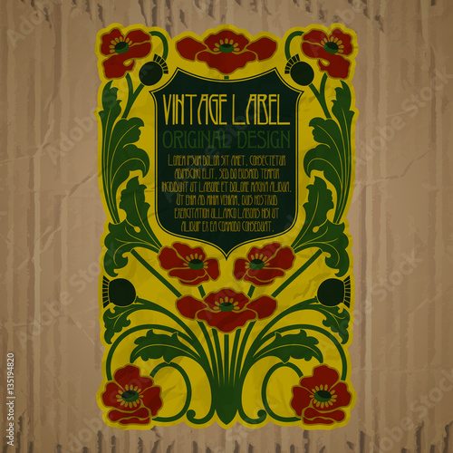 vector vintage items: label Art Nouveau