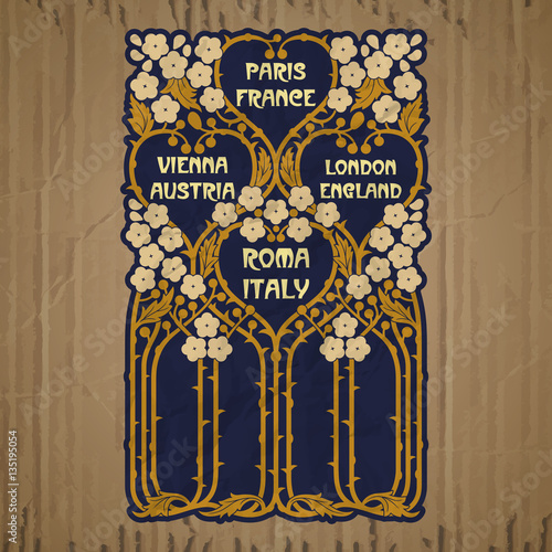 vector vintage items: label Art Nouveau