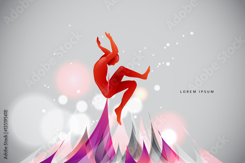 Fototapeta Naklejka Na Ścianę i Meble -  The motion of humans. silhouette of a jumping man. suitable use