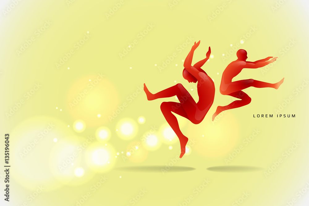 The motion of humans. silhouette of a jumping man. suitable use The motion of humans. silhouette of a jumping man. suitable use