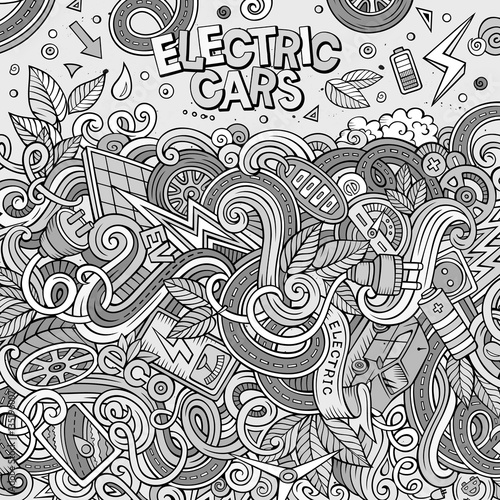 Cartoon doodles electric cars frame design