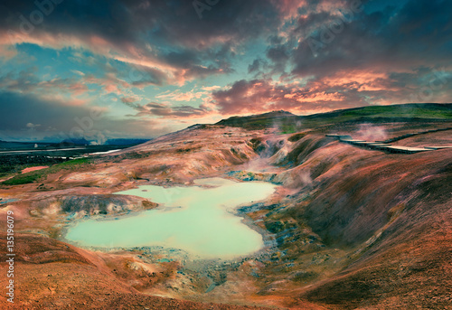 Boiling water lake in the Krafla volcano