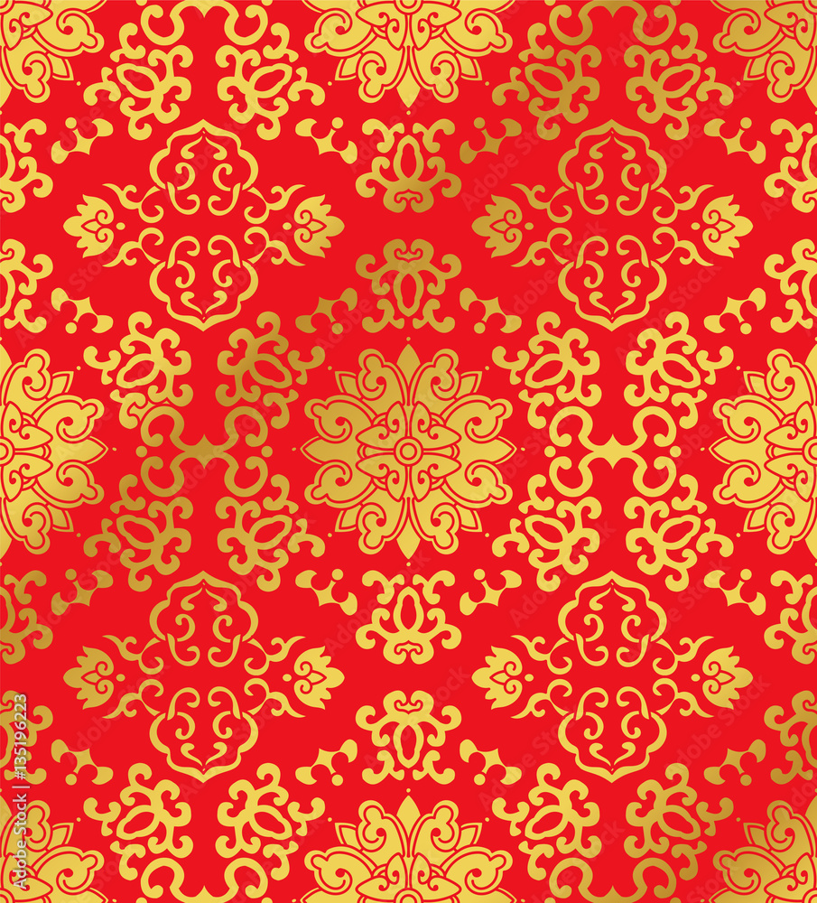 Seamless Golden Chinese Background Spiral Cross Frame Flower Seamless Golden Chinese Background Spiral Cross Frame Flower