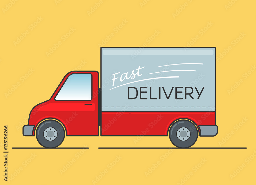 Fast delivery service truck vector illustration concept. Fast delivery service truck vector illustration concept.