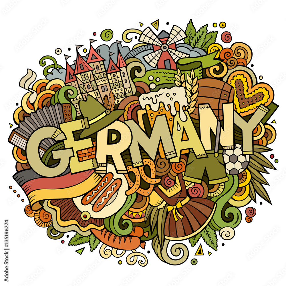 Cartoon cute doodles Germany illustration