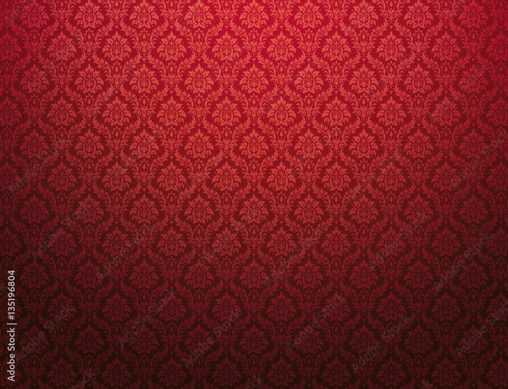 Red damask pattern background - obrazy, fototapety, plakaty 