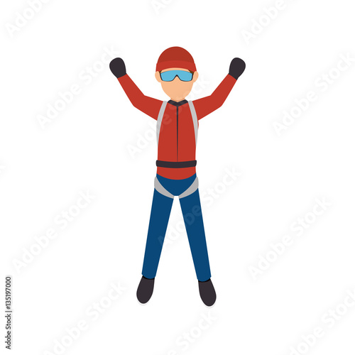 parachute Extreme sport athlete avatar vector illustration design