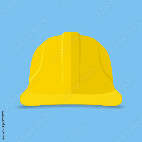 Safety helmet icon on blue background. Vector illustration - flat style.