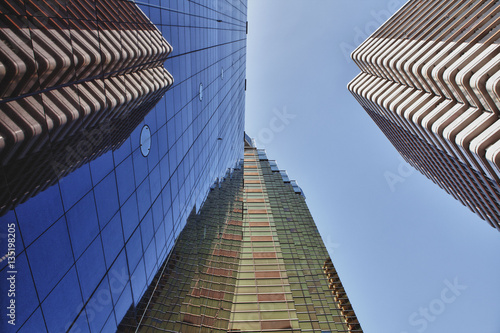 the reflection of the building in tokyo