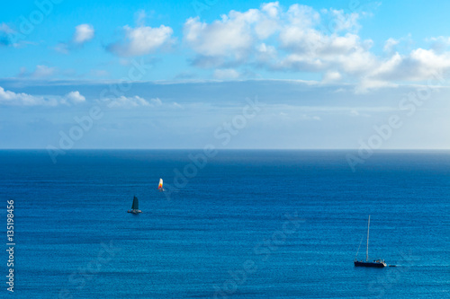 ハワイの海とヨット © nekoD