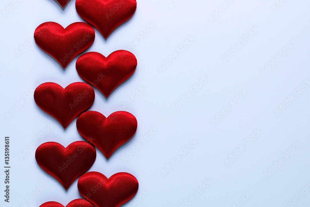 Plush small hearts on a white background. Plush small hearts on a white background.
