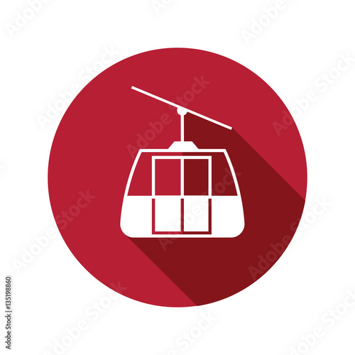 funicular icon isolated vector sign symbol on red background. Transport elements. Can be used in logo, UI and web design